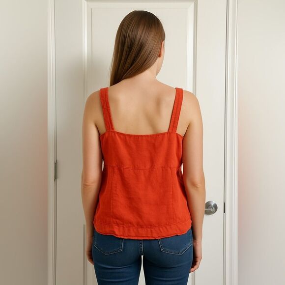 Made In Italy Linen-Blend Orange Red Tank Top – Size S - Picture 2 of 2